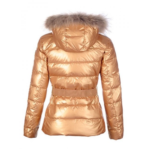 Moncler Short Gold Fur Cap e cinturino Slim caldo Cappotti uscita